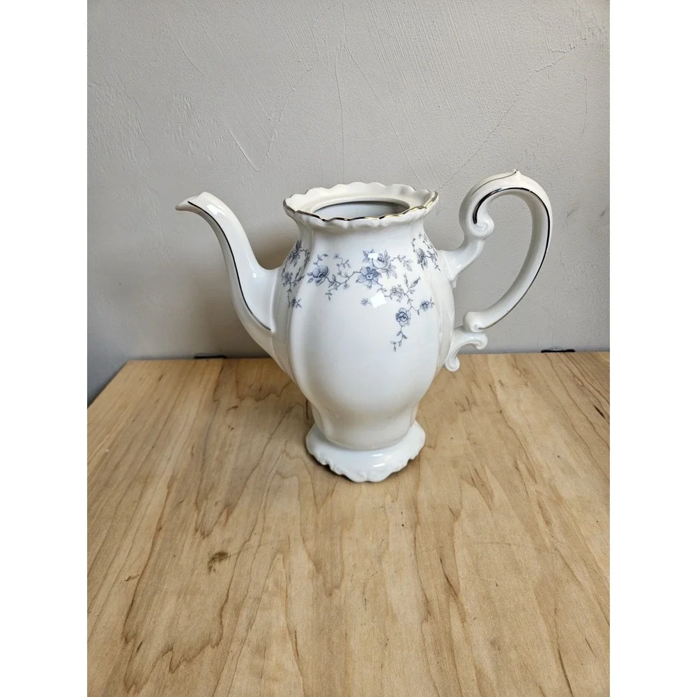 Johann Haviland Blue Garland Coffee Pot Bavaria Germany 11in No Lid Vintage